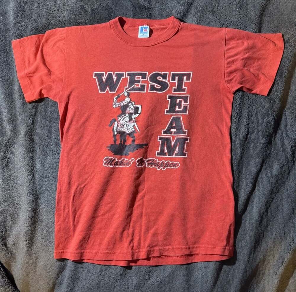 Russell Athletic West Team T-Shirt Size S Red Graphic Vintage